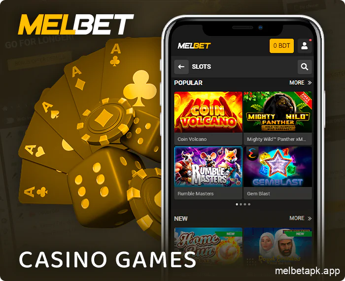 About online casino section of the Melbet app